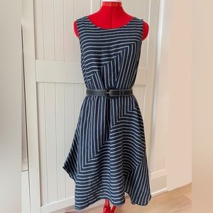 100% Linen Vacation Dress! Made in Italy, Striped Mini, Classic, Women's XS/S